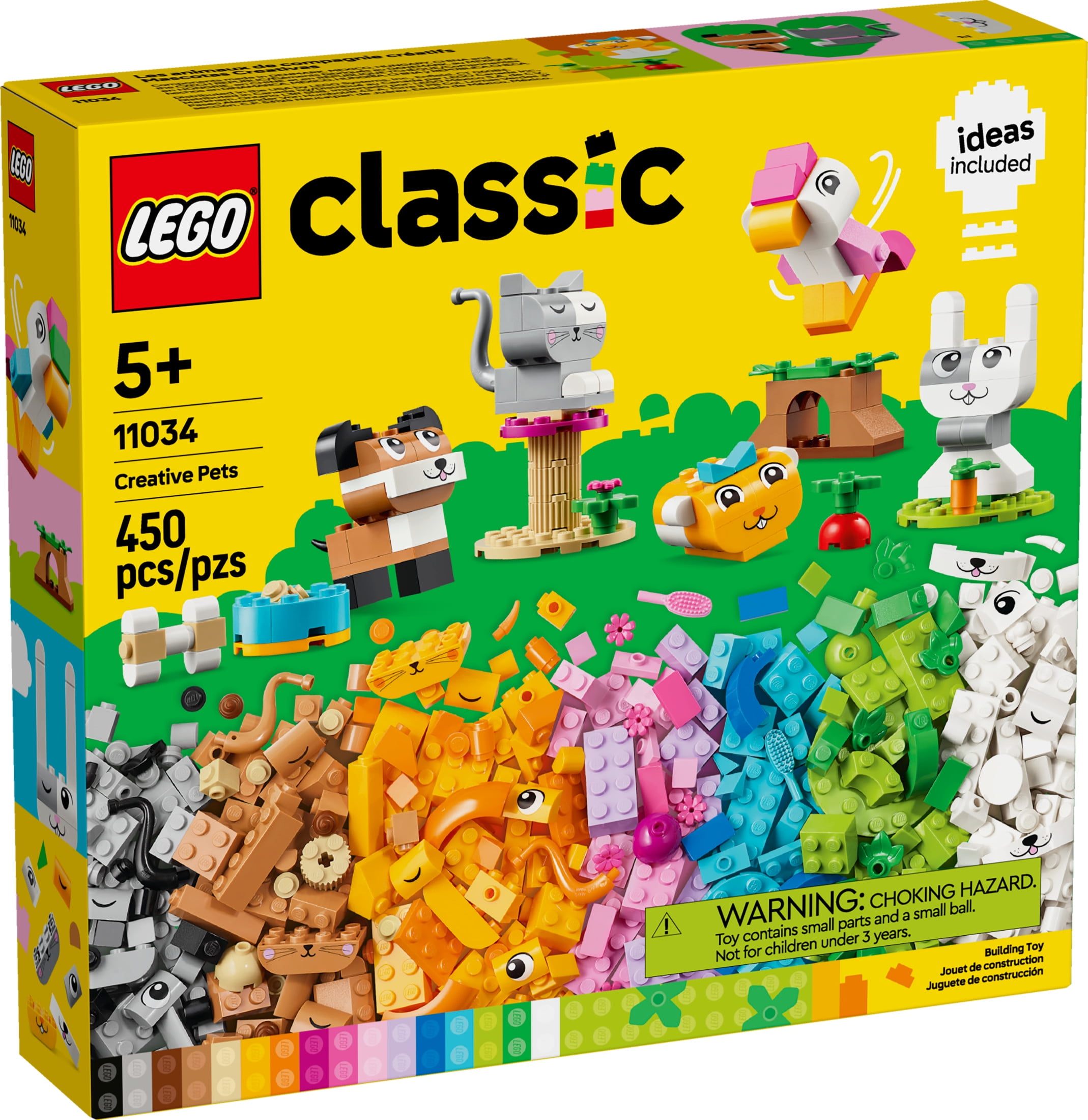 LEGO Classic Creative Pets, Building Brick Animals Toy, Kids Build a Dog, Cat, Rabbit, Hamster and Bird, Gift for Animal-Loving Boys and Girls Aged 5 and Up, Great Build Together Toy, 11034