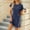 Navy, variant on Kmdttou Women's Short Sleeve Loose Plain Dresses Fashion Plus Size Women Loose Round-Neck Summer Short Sleeve Mini Dress