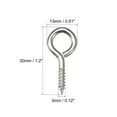 thumbnail image 4 of Uxcell 1.2" Small Screw Eye Hooks Self Tapping Screws Carbon Steel Silver 25Pcs, 4 of 6