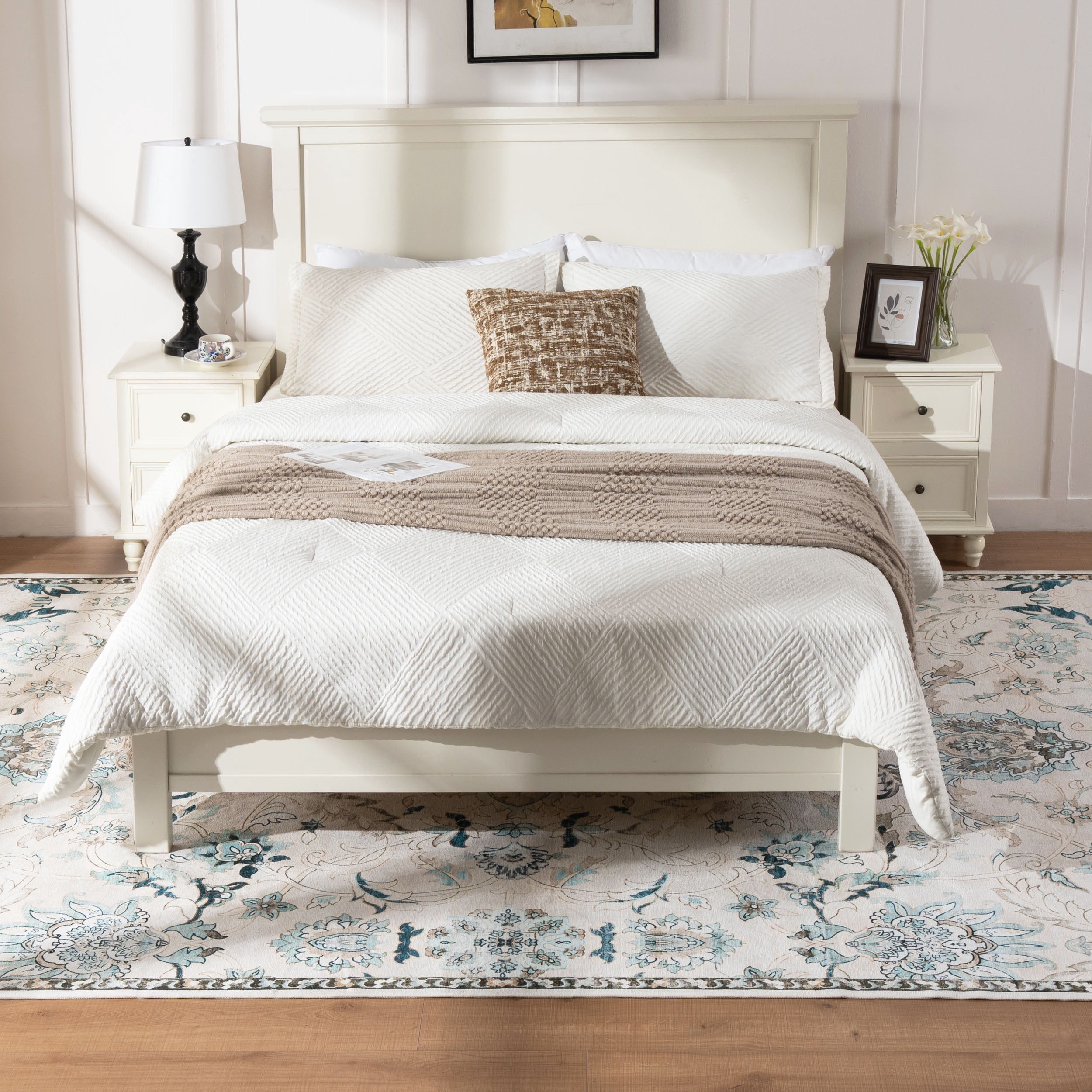 Sage Green Rugs 8x10 for Living Room Soft Non-Slip, Large Vintage Floral Area Rug Retro Tribal Farmhouse Stain Resistant Carpet for Bedroom Dining Room Office Guest Room