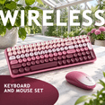 Red Gradient Keyboard Rosy-Red Gradient 2.4G Wireless 100-Key Typewriter Style and Mouse ...