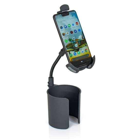 Maxam Automobile Cup Holder Cellphone Mount with Flexible Long Neck, 360 Degree Swivel View, Adjustable Clamp & Locking Joint
