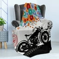 thumbnail image 4 of Manly Soft Flannel Fleece Throw Blanket, Motorcycle and Abstract Circle Shapes Ornaments Urban Modern Lifestyle Party Theme, Cozy Plush for Indoor and Outdoor Use, 70" x 90", Multicolor, by Ambesonne, 4 of 5