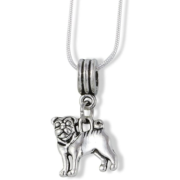 Emerald Park Jewelry Pug French Bulldog Charm Snake Chain Necklace
