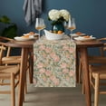thumbnail image 2 of Pink Rose Table Runner - 48 Inch Long, Kitchen Dining Table Runner Dresser Scarves, Romantic Botanical Floral Flowers Leaves Farmhouse Decor for Coffee Tables Wedding Party Banquet, 2 of 8