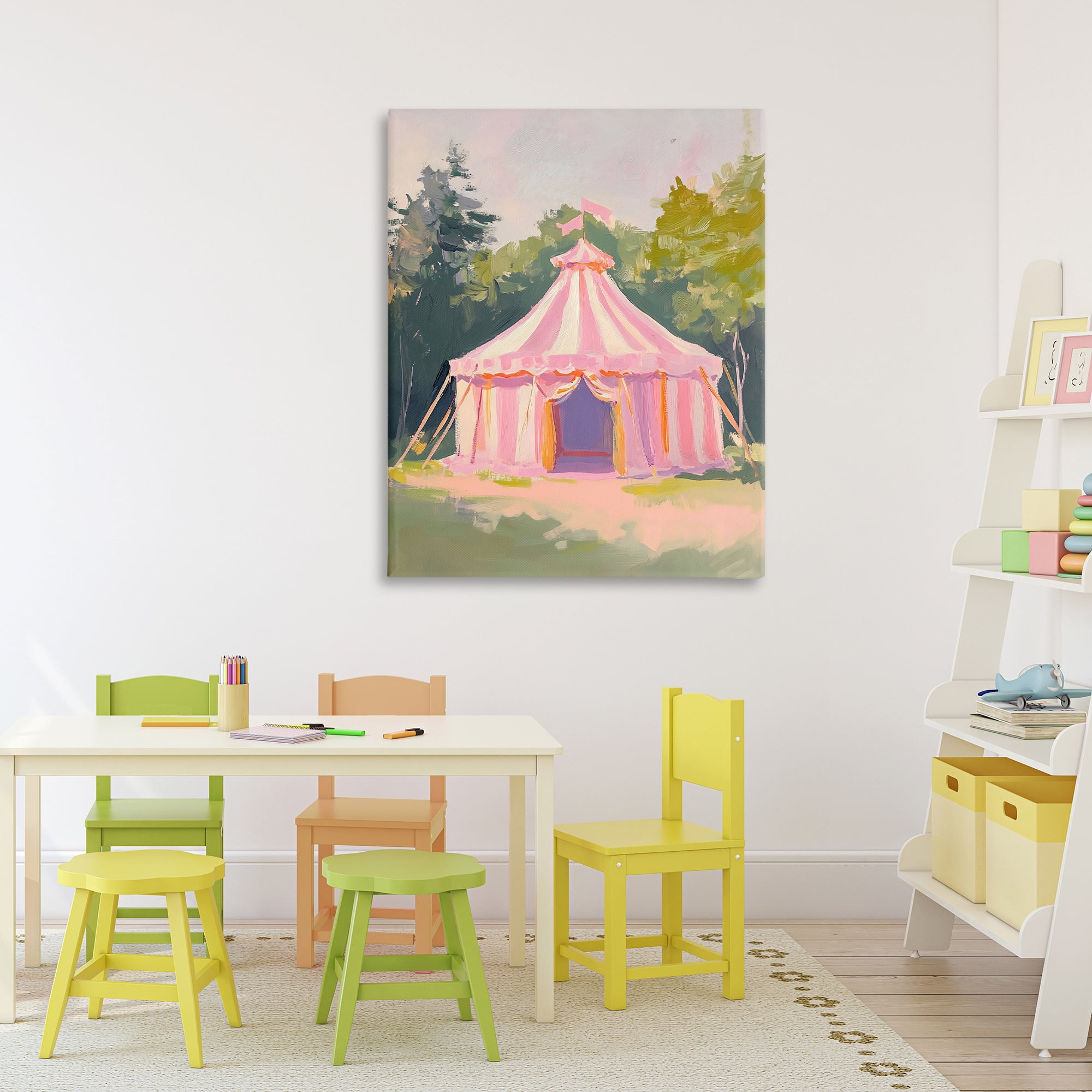 Stupell Industries Pink Circus Tent in Meadow Canvas Wall Art, design by The Prints Vibe