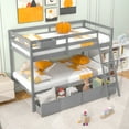thumbnail image 4 of Infans Twin Over Twin Bunk Bed with 2 Storage Drawers Ladder No Box Spring Needed Gray, 4 of 7