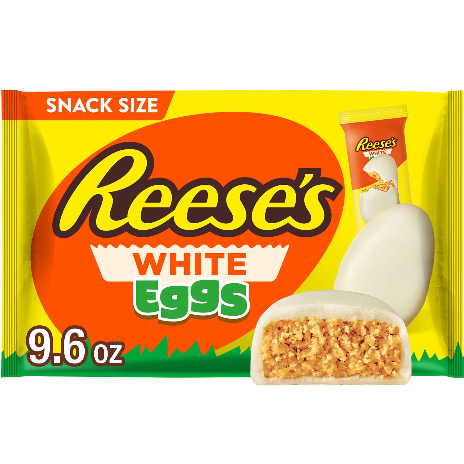 (3 pack) REESE'S White Creme Snack Size Peanut Butter Eggs, Easter Candy Bag, 9.6 oz