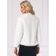 thumbnail image 3 of DARING DIVA Women's Faux Fur Long Sleeve Open Front Overcoat Fluffy Jacket XS White, 3 of 6