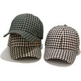 thumbnail image 6 of CoCoMangos Unisex Retro Houndstooth Print Baseball Cap Casual Sun Protection Dad Hat Polo Style Trucker Hats Adjustable Headwear, 6 of 6
