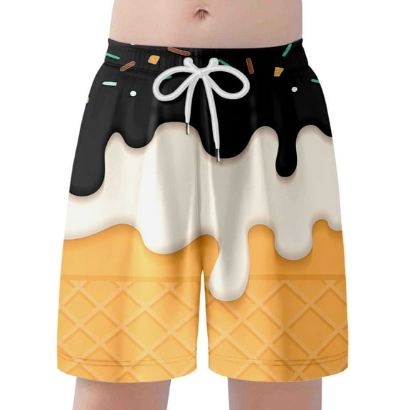 Utlike Boys Summer Shorts Fashion Ice Printed Casual Beach Shorts Basic Boys Shorts Size 6 Years-7 Years