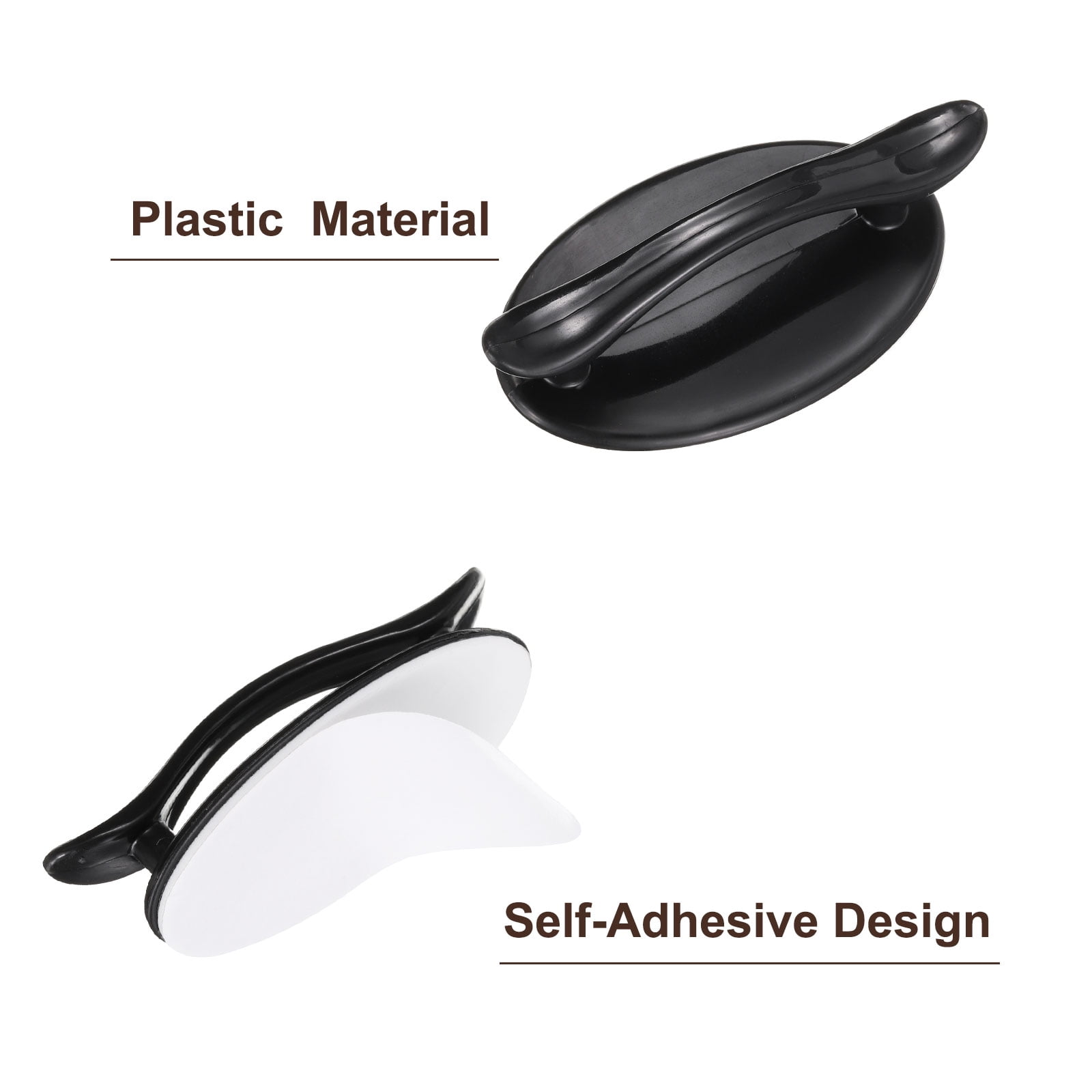 Unique Bargains 4Pcs Self-Adhesive Plastic No-Drilling Handle Pulls Black