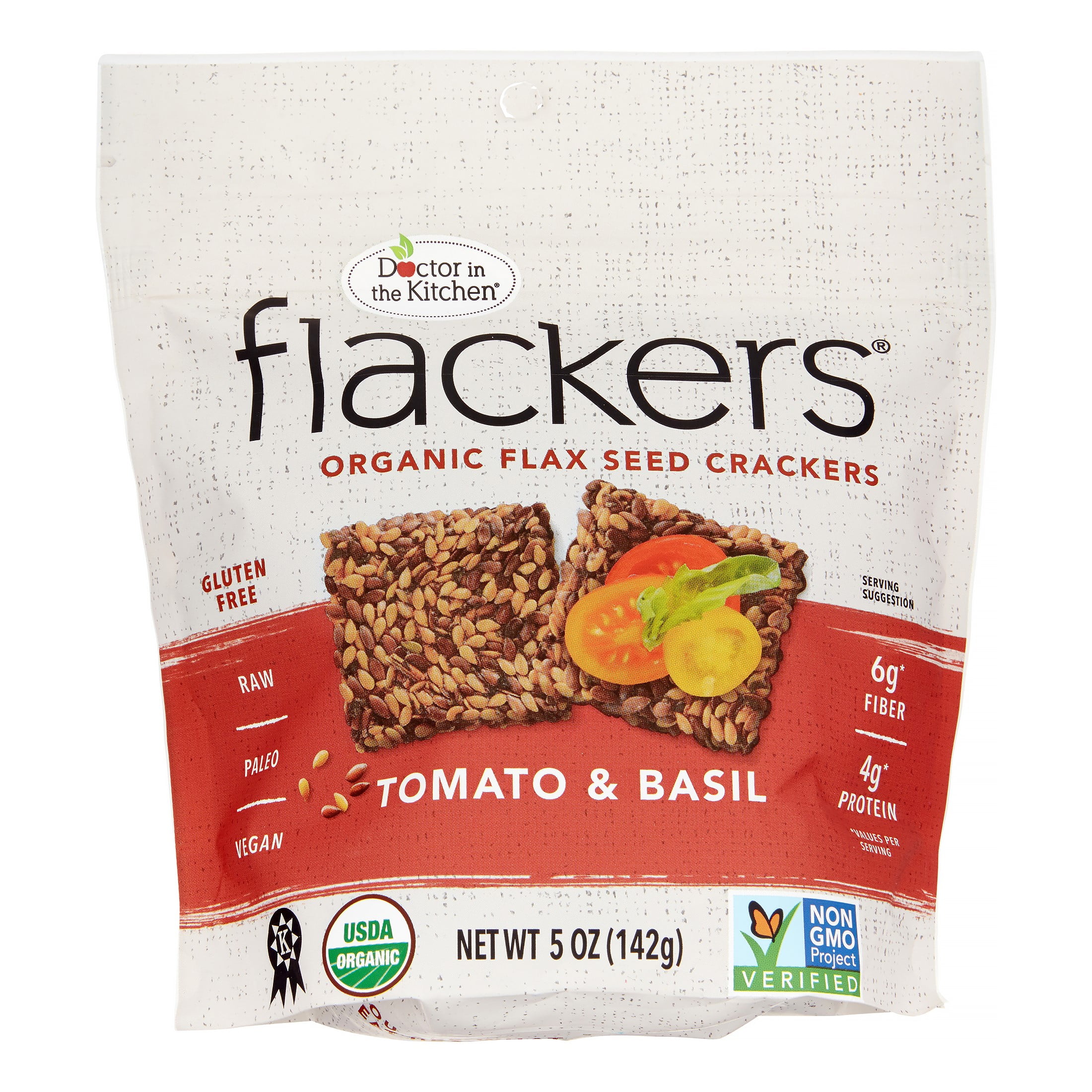 Flackers? Flax Seed Crackers Sun Ripened Tomato & Basil 5 Ounce by