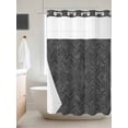 thumbnail image 6 of No Hook Shower Curtain with Snap in Liner, Modern Black Oblique Stripe Waterproof Bath Curtain Double Layers with See Through Top Window, Abstract Herringbone Art Hotel Shower Curtains 36x72in, 6 of 9