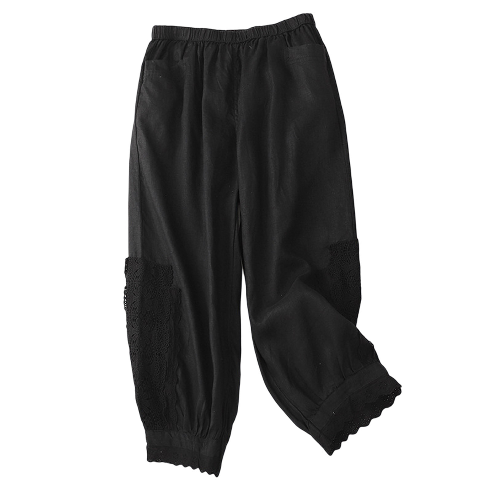 Womens Capris Clearance Solid Bib Pants Coverall Cotton Linen 