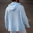 thumbnail image 6 of BRGZLK Mens Long Sleeve Shirts 2026 Fall Stylish Solid Color Drawstring Hooded Sweatshirt Lightweight Comfortable Casual Button-Down Shirts for Daily Light Blue S, 6 of 9