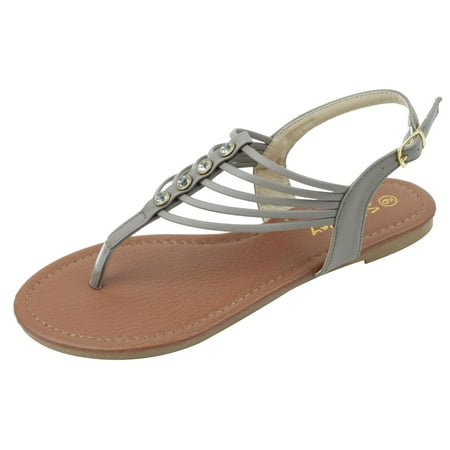 

Starbay Women s T-Strap Flat Sandals Strappy with Rhinestones