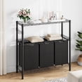 thumbnail image 5 of DSSTYLES Laundry Rack, Bamboo Tube Storage Laundry Basket with 3 Laundry Bags, Removable, 45L, Metal Frame, for Laundry Room Bathroom Living Room Bedroom, Black, 5 of 9