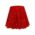 thumbnail image 4 of Doomiva Kids Girls Sparkly Sequin Skirt Elastic Waist Ruffle A-Line Velvet Glitter Christmas Party Skirt Dancewear Red 8, 4 of 7