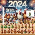 thumbnail image 5 of 2D Christmas Home Set with Four Festive Chickens Wearing Santa Hats 2024 Holiday Ornaments for Your Tree and Seasonal Celebration, 5 of 7