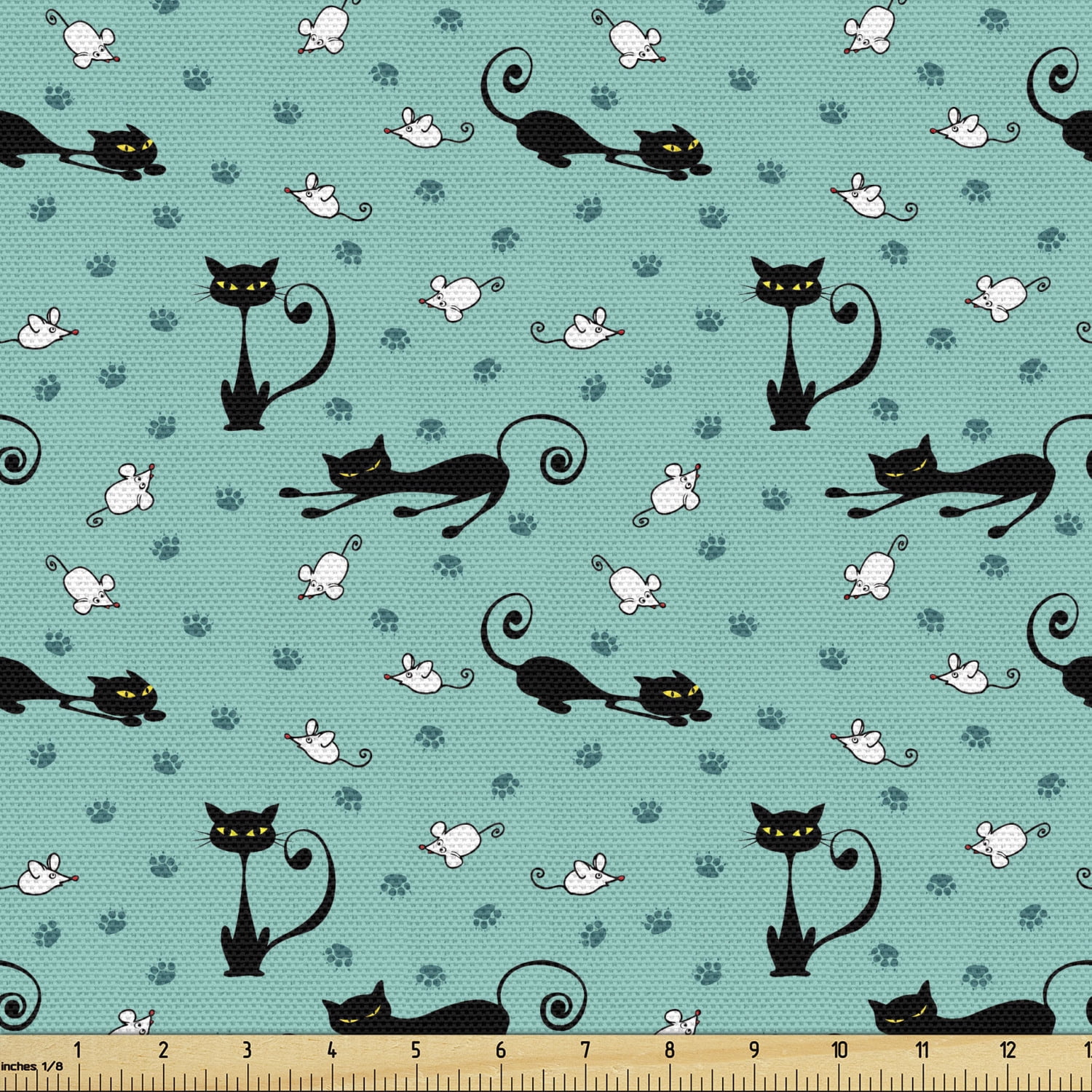 Love Mouse Cat Printed Fabric,100% CottonPolyester Cotton Fabric,DIY Quilt Fabric,Valentines Day Fabric By 12 Yard