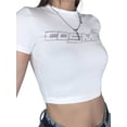 thumbnail image 6 of hirigin Women Summer Crop Tops/Vest Letter Rhinestone Pattern Sleeve/Sleeveless Round Collar Short T-shirt/Vest Base Shirt, 6 of 6