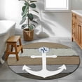 thumbnail image 4 of Anchor Brown Large Area Rugs for Bedroom Living Room, Soft Non Slip Carpet Bedside Rug, Nautical Grey Rustic Farmhouse Wood Grain Round Floor Cover Kitchen Accent Rug 4' for Dining Room/Office, 4 of 9