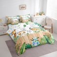 thumbnail image 3 of Manfei Giraffe Lion Elephant Tiger 7 Pieces Bedding Comforter Set,Botanical Plants Full Bedding Set Lightweight,Lodge Cabin Fitted Sheet Flat Sheet,Super Cozy Kawaii Bedroom Decorative,Reversible, 3 of 7