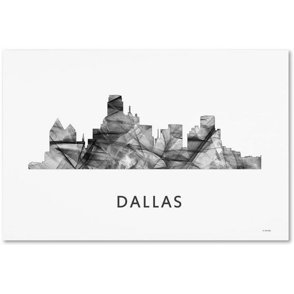 Trademark Fine Art 'Dallas Texas Skyline WB-BW' Canvas Art by Marlene Watson