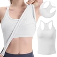 thumbnail image 2 of Bmisegm Ribbed Workout Short Racerback Tank Tops for Women with Built in Bra Women's Vests White XL, 2 of 6