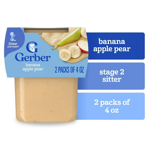 Gerber Stage 2 Baby Food, Banana Apple Pear Puree Tub, Baby Puree, 2PK 8 oz