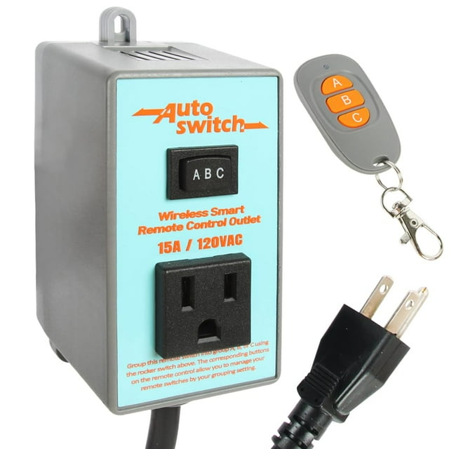 O'SKOOL Interrupteur de Prise Électrique Sans Fil avec Télécommande, Émetteur 433M Prise 120V (Batterie Incluse)