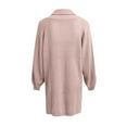thumbnail image 3 of Aayomet Sweater Dress for Women Sleeve Solid Knit Turtleneck Long Puff Sleeve Ribbed Knit Short Dress Sweater (Pink, S), 3 of 5