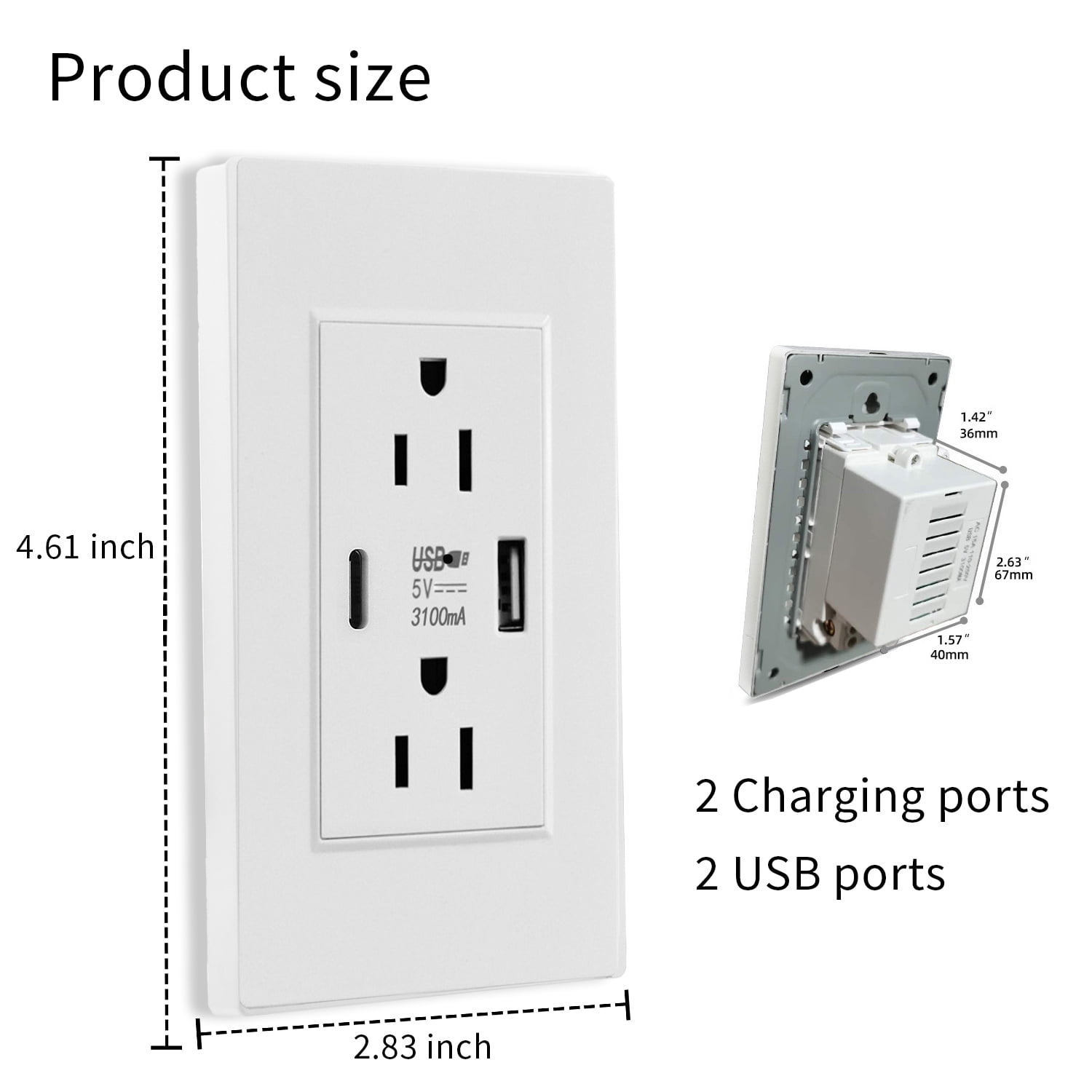 Yaoinaoou WIFI Mini Camera 1080P HD AC Wall Socket Home Security Cam Video Recorder with Motion Detection,Cloud Storage,2 Plug Outlets &2 USB Ports,Indoor Surveillance Camera for Home,Office,and More