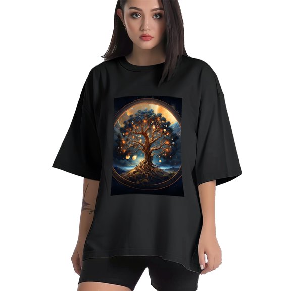 Plus Size Shirt for Women Black Tops for Women Short Sleeves Shirt for Women Trees 12 T Shirt Crewneck Shirt for Women XS