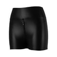 thumbnail image 6 of AOMPMSDX Pants Leggings Stretch Waisted Womens High Leather Pleather Pants Zip Short Pants Black XS, 6 of 6
