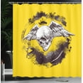 thumbnail image 4 of Ambesonne Tattoo Theme Shower Curtain, Skull Wings Gothic Art, 69"Wx84"L, Yellow White and Black, 4 of 5