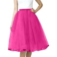 thumbnail image 2 of LEKWK Womens Tulle Skirt Elegant Fluffy Midi Skirt Elastic High Waist Pleated Skirt Multi Layered Mesh Flowy Lining Party Wedding Guest, 2 of 5