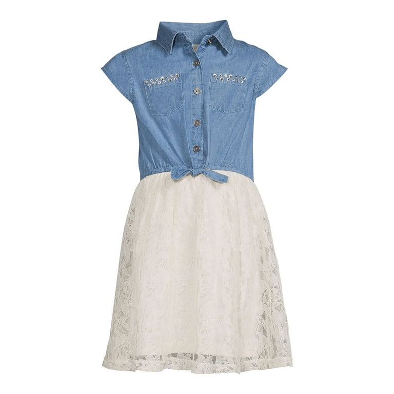 Denim and top tulle dress