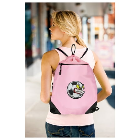 Soccer Girls Bag - Cute Crazy Soccer Cinch Pack Backpack for Girls Women Two Section Mesh & Microfiber Soccer Fan Drawstring Bag