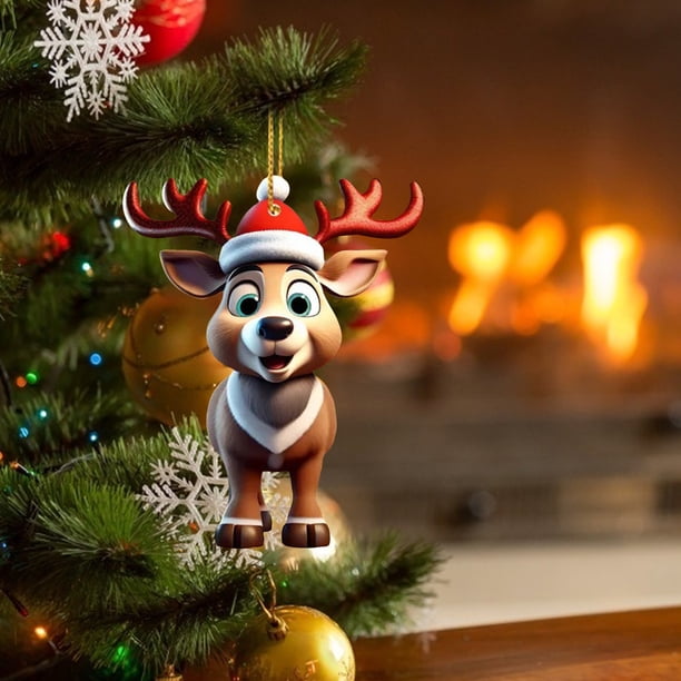 pstuiky Colgante navideño pequeño de Wapiti para coche, colgante para mochila, decoración navideña acrílica para el hogar