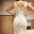 thumbnail image 6 of Summer Women Knitted Sleeveless Dress V-Neck Hollow Out Beach Dresses Elegant, 6 of 11