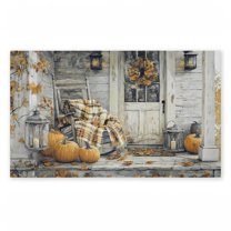 Rustic Fall Porch Rocking Chair Printed Outdoor Door Mat, design by Creative Studio, 18"x30"