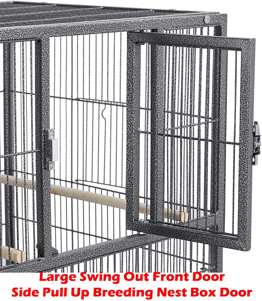 42" Stackable Center Sturdy Wrought Iron Divided Breeder Breeding Bird Flight Rolling Cage With Side Breeding Nest Doors for Canaries Cockatiels Lovebirds Finches Budgies Small Parrots