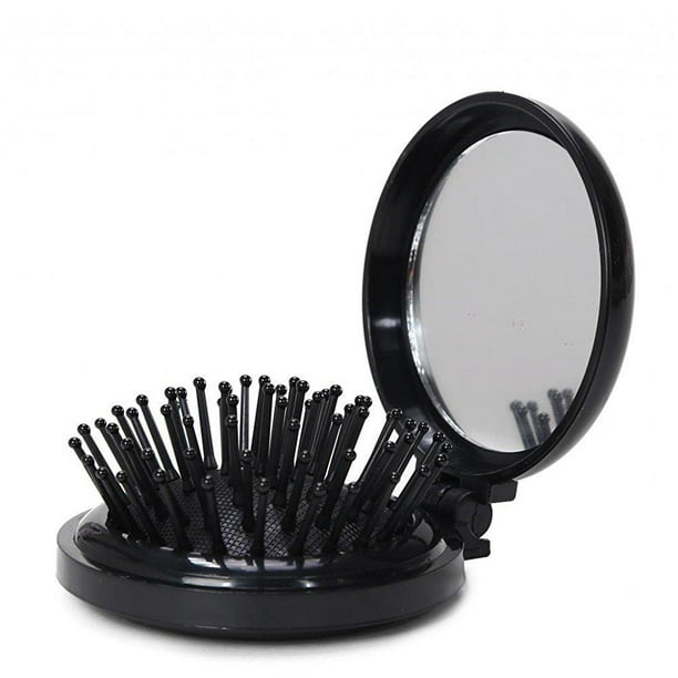louise maelys folding travel hair brush with mirror mini