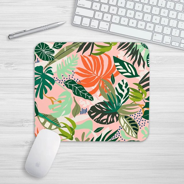 Small Fresh Tropical Rainforest Style For Gaming Laptop Computer Desk Mat Mouse Pad Wrist Rests Mat Office Desk Set Accessories