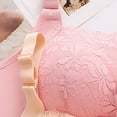 thumbnail image 4 of Alun Women's Wireless Push up Bras Floral Lace Splicing Design Seamless T Shirt Bra Comfort Light Support Thin Padded Full Coverage Everyday Wear Bralettes Pink 34, 4 of 4