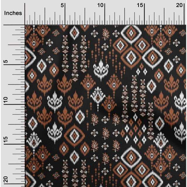 oneOone Organic Cotton Voile Fabric Block & Geometric Ikat Print Sewing Fabric BTY 42 Inch Wide