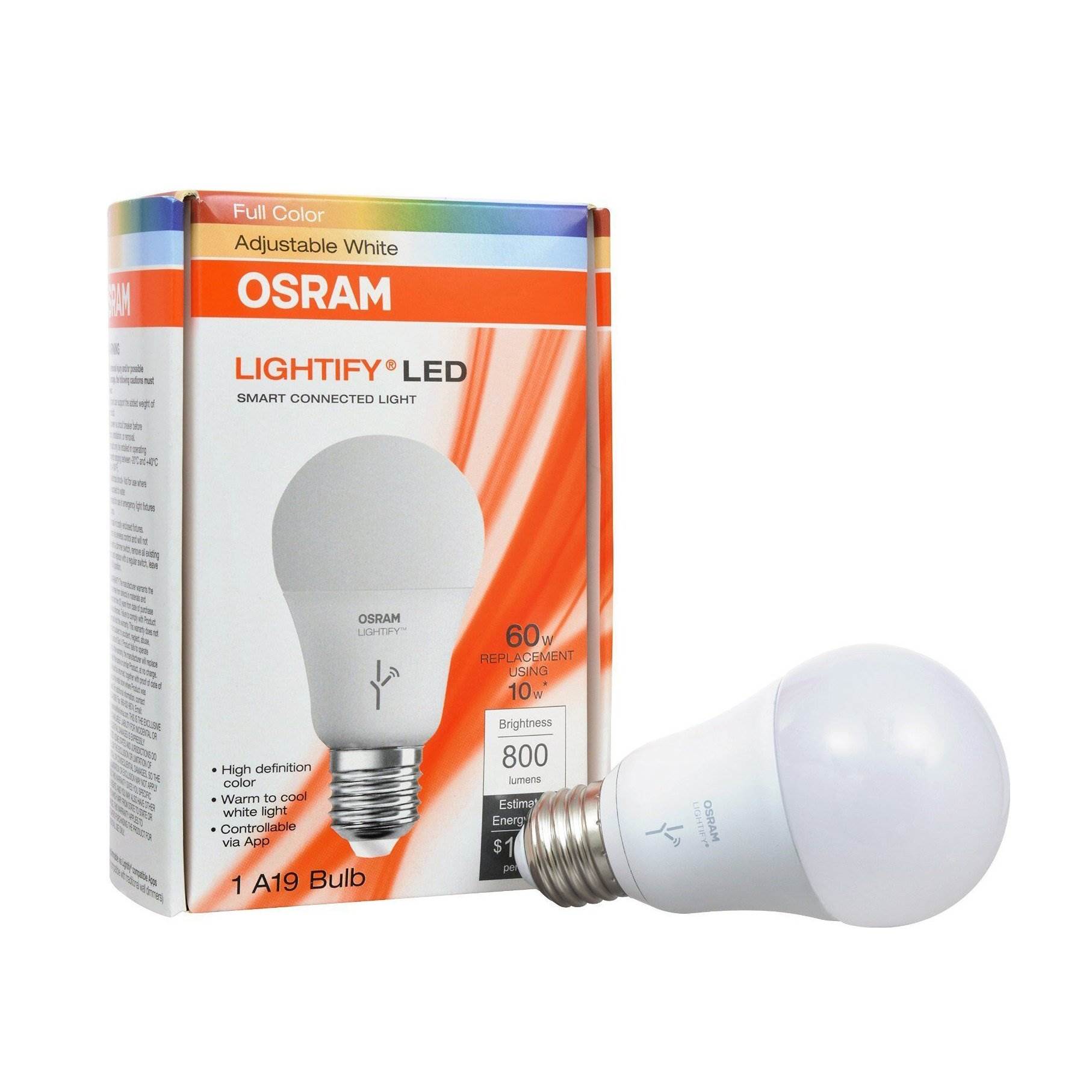 Sylvania Osram Lightify 60w A19 Daylight Rgb Smart Led Light Bulb 2 Pack