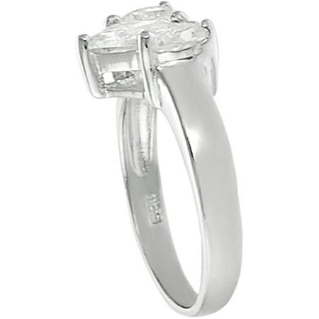 Alexandria Collection Sterling Silver Heart-Shaped Cubic Zirconia Ring